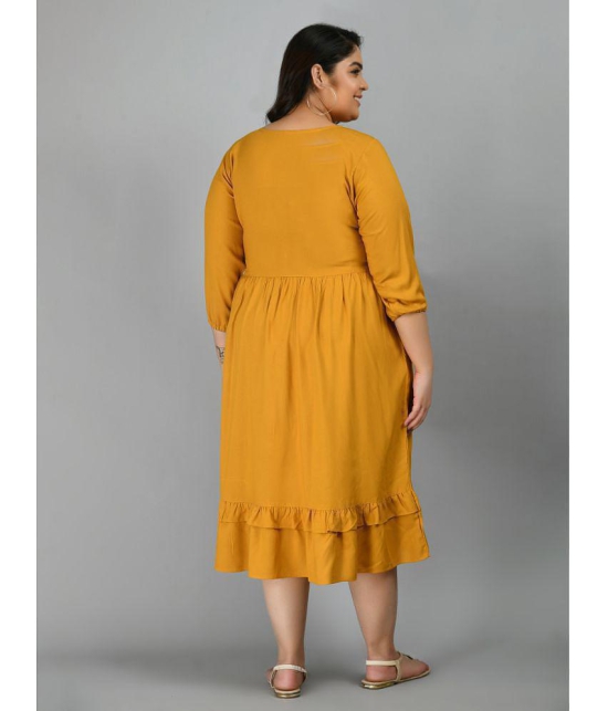 PrettyPlus by Desinoor - Mustard Rayon Womens A-line Dress ( Pack of 1 ) - None