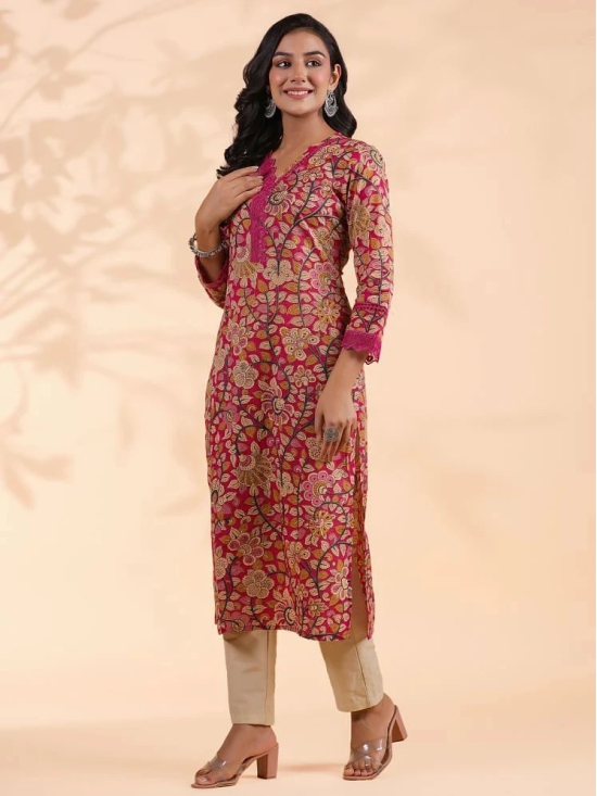 Vbuyz Cotton Printed Straight Womens Kurti - Pink ( Pack of 1 ) - None