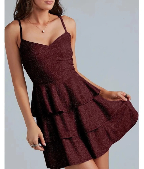 Addyvero Polyester Embellished Mini Womens Fit & Flare Dress - Maroon ( Pack of 1 ) - None