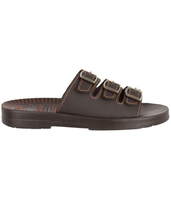 Chips - Brown Men''s Leather Slipper - None