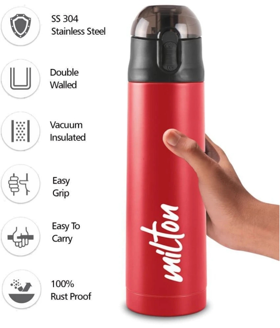 Milton New Crown 600 Thermosteel Hot or Cold Water Bottle, 500 ml, Red - Red