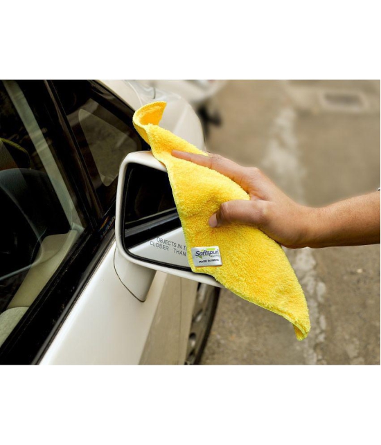 SOFTSPUN Microfiber Small Wipes 20x30 Cms, 15 Piece Towel Set, 380 GSM Yellow Multi-Purpose Super Soft Absorbent Cleaning Towels, Cleans & Polishes Everything in Your Home, Kitchen & Office.