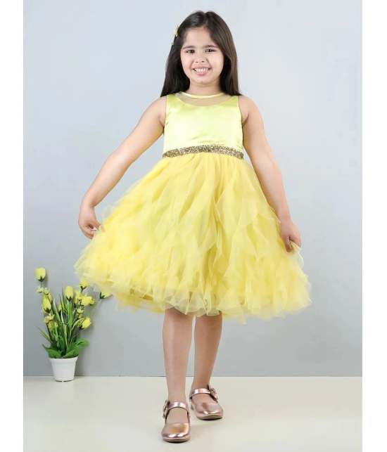 Toy Balloon Kids Yellow Net Girls Frock ( Pack of 1 ) - None