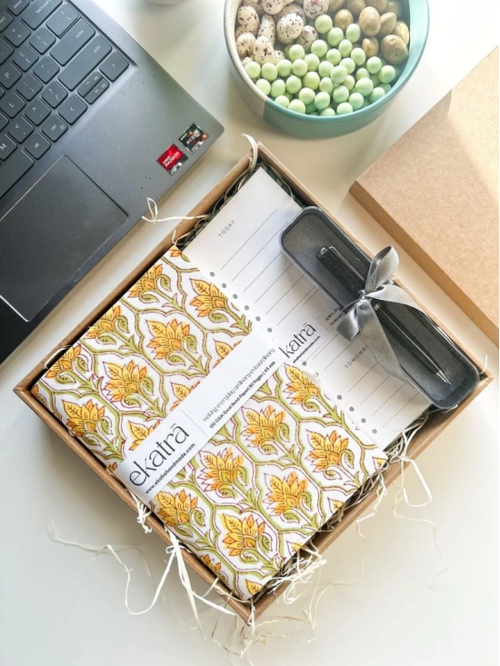 Sustainable Productivity Gift hamper by Ekatra - Yellow Floral