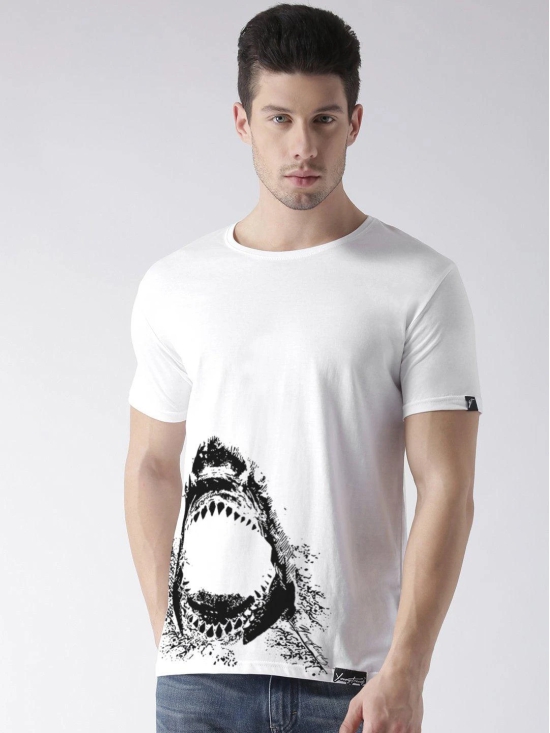 Young Trendz Bio-Wash Cotton Half Sleeve SHARK Graphic Printed WHITE T-Shirt-WHITE / Medium / 100% Bio Wash Cotton