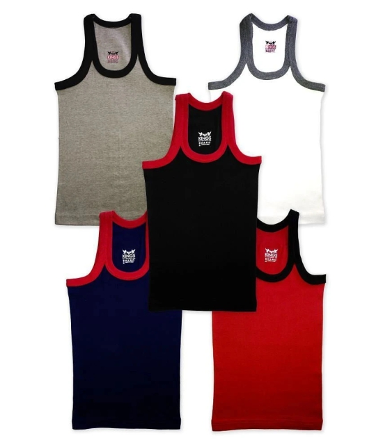 HAP Multi Color Cotton Solid Boys Vest ( Pack of 5 ) - None