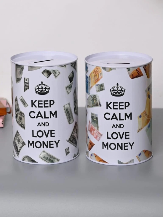 Market99 Money Bank Novelty Toys - White Tin Cylindrical Glossy Finish