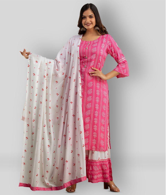 Lee Moda - Pink Straight Rayon Women's Stitched Salwar Suit ( Pack of 1 ) - XXL