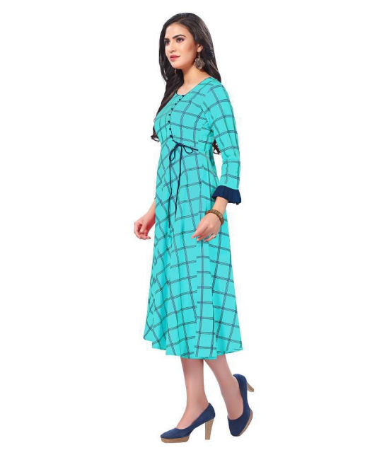 haya fashion - Blue Rayon Women''s Flared Kurti ( Pack of 1 ) - XL