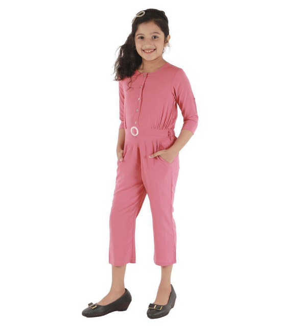 Kids Cave - Orange Crepe Girls Jumpsuit ( Pack of 1 ) - None