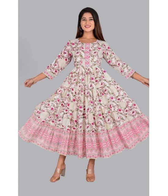 Smien Rayon Printed Anarkali Womens Kurti - Pink ( Pack of 1 ) - None