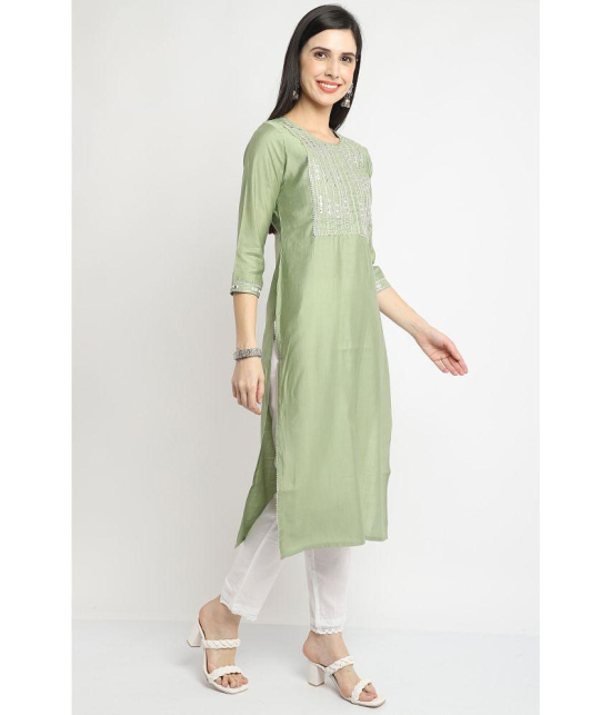 Rajnandini - Green Chanderi Women's A-line Kurti ( Pack of 1 ) - None