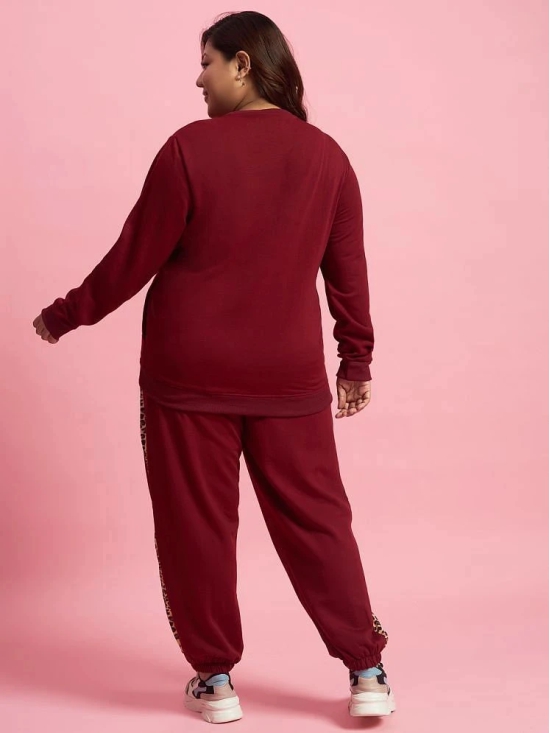 AUSTIVO Maroon Embellished Joggers Top Set - None