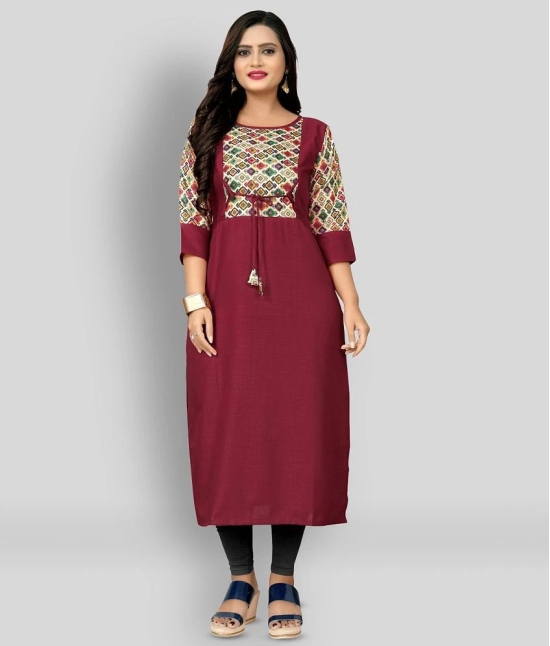 Rangrasiya - Maroon Cotton Blend Womens Straight Kurti ( Pack of 1 ) - M