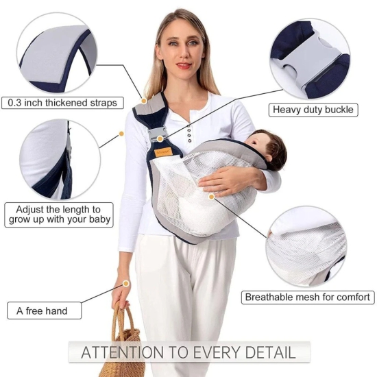 WUGO::Adjustable Baby Sling Carrier Bag Newborn to Toddler, Ergonomic 3D Mesh Baby Carrier Bag for 0 to 3 Year Baby, Lightweight Breathable Baby Carrier Wrap with Shoulder Strap with 3 in 1 Baby Feeding Bowl (Multi Colour).