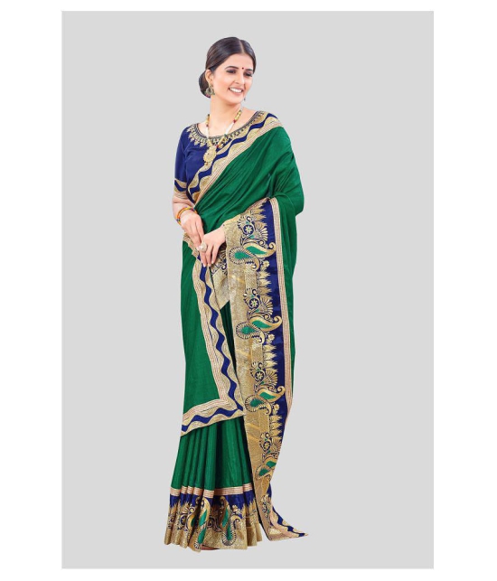 offline selection Green Dola Silk Saree - Single