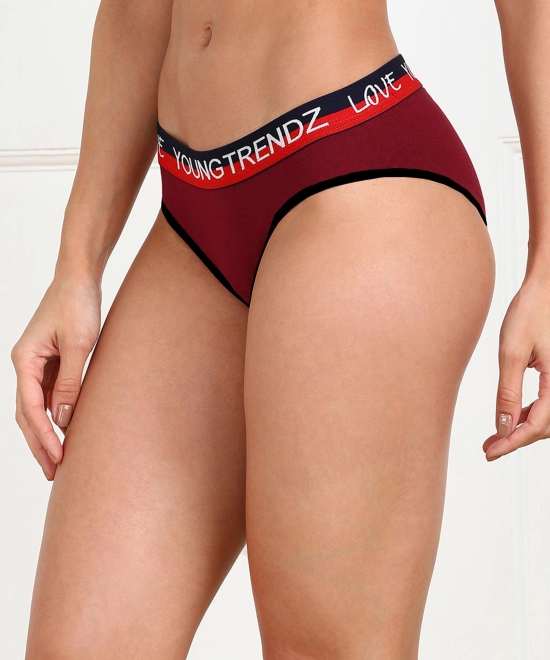 Young Trendz  Women Love Elastic  Hipster Maroon  colour Panty - Organic Cotton-L / Maroon