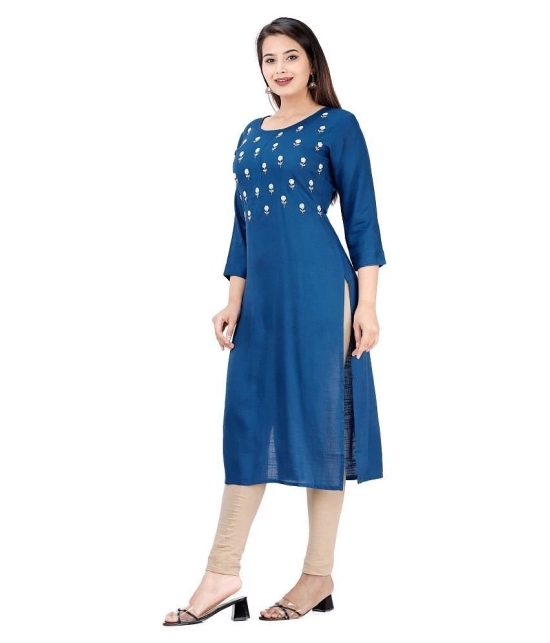 HIGHLIGHT FASHION EXPORT - Blue Rayon Womens Straight Kurti - 6XL