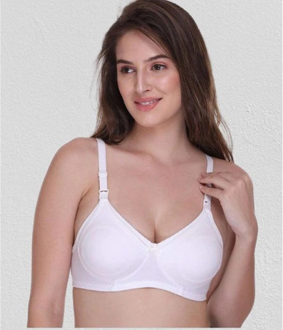 Desiprime - White Cotton Solid Women's Maternity Bra ( Pack of 1 ) - 42B