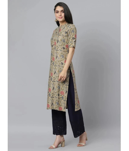 Stylum - Beige Rayon Womens Straight Kurti ( Pack of 1 ) - None