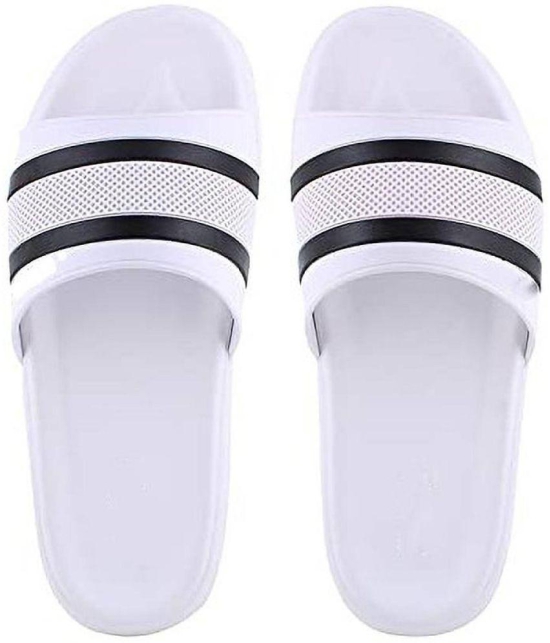 Leavess - White Men's Slide Flip Flop - None