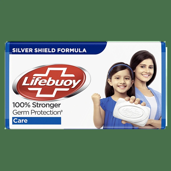 Lifebuoy Care Soap Bar, 100% Stronger Germ Protection, Active Silver Formula, 100 G (Pack Of 4)