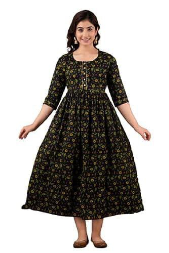 KASHVI Creation Women's Cotton Floral Printed Anarkali Maternity Feeding Kurti-MultiColor