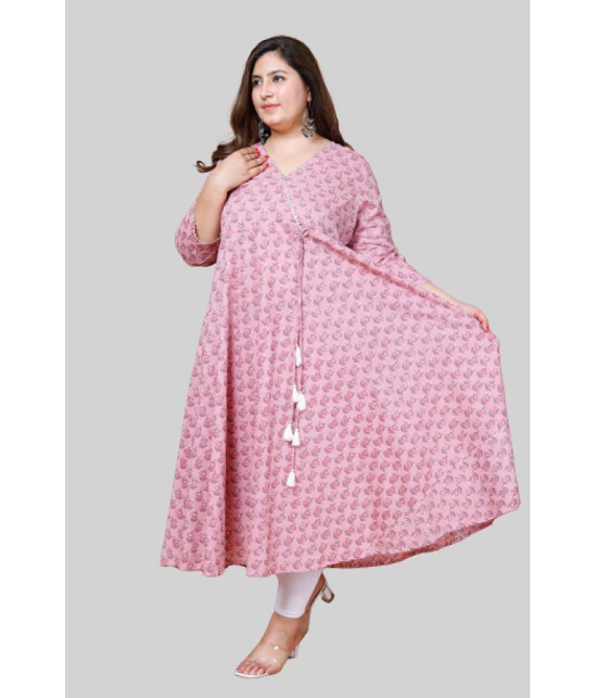 miravan - Pink Cotton Women''s Anarkali Kurti ( Pack of 1 ) - None