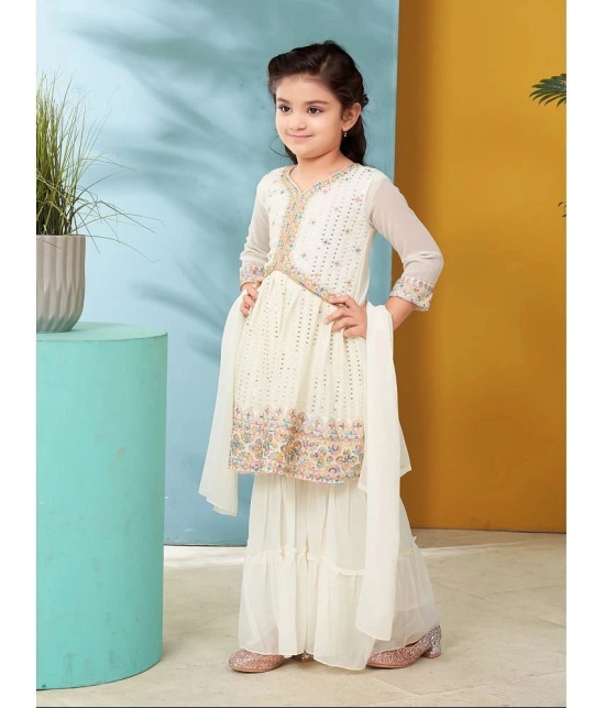 Aarika Cream Georgette Girls Kurta and Sharara Set ( Pack of 1 ) - None