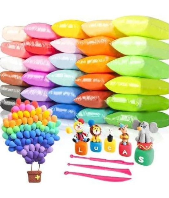 ECLET (Pack of 12) Air Dry Clay, Colorful Children Soft Clay, Creative Art Crafts, Gifts for Kids-Multi Color. Non-Toxic Modeling Magic Fluffy Foam Bouncing Clay Putty Kit for Kids with Tool