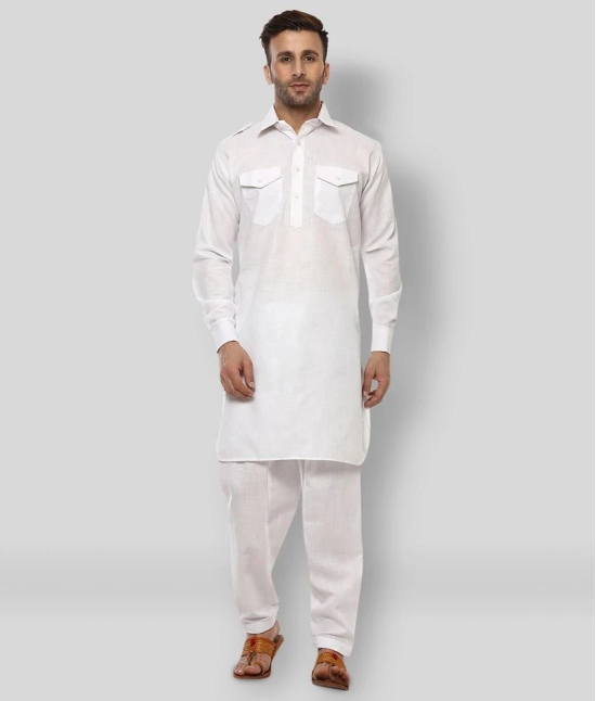 Hangup - White Cotton Blend Regular Fit Mens Pathani Suit ( Pack of 1 ) - None