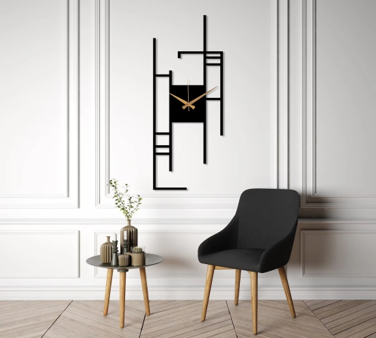 Zik Impex Modern Minimalist Rectangular Wall Clock for Living Room, Bedroom, Office-Black