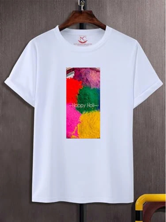 NITYANAND CREATIONS Round Neck White Holi T-Shirt for MEN-HOLI-T-SHIRT-11519-XL