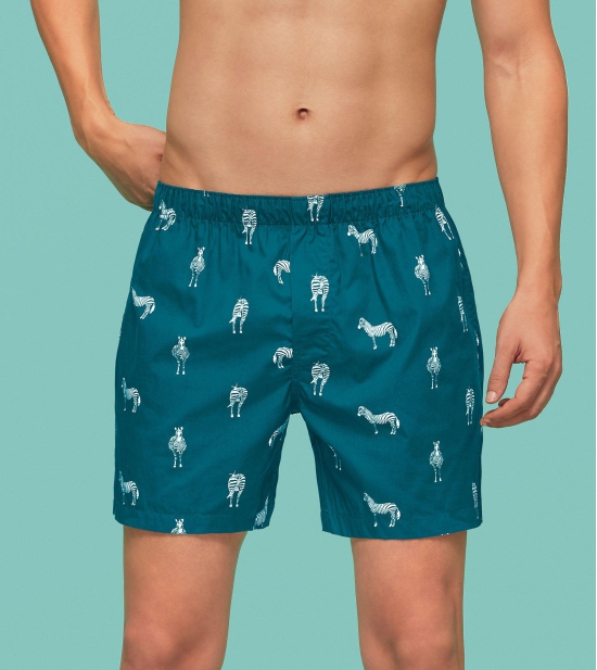 Remix Cotton Boxers Zebra Blue M