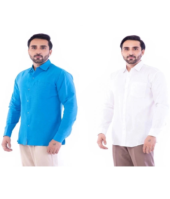 DESHBANDHU DBK 100% Cotton Regular Fit Solids Full Sleeves Mens Casual Shirt - Multi ( Pack of 2 ) - None