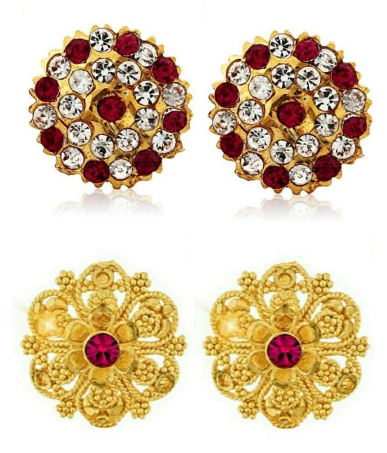 Vighnaharta Traditional South Culture Alloy Gold Plated Stud Earring Combo set ( Pack of- 2 Pair Earrings) - Golden