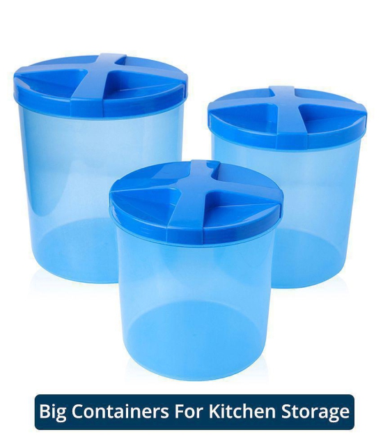 HOMETALES Multi-Purpose Container 4600ml,3200ml,2200ml, Blue Lid (3U) - Blue