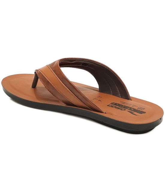 ASIAN Tan Mens Leather Slipper - None