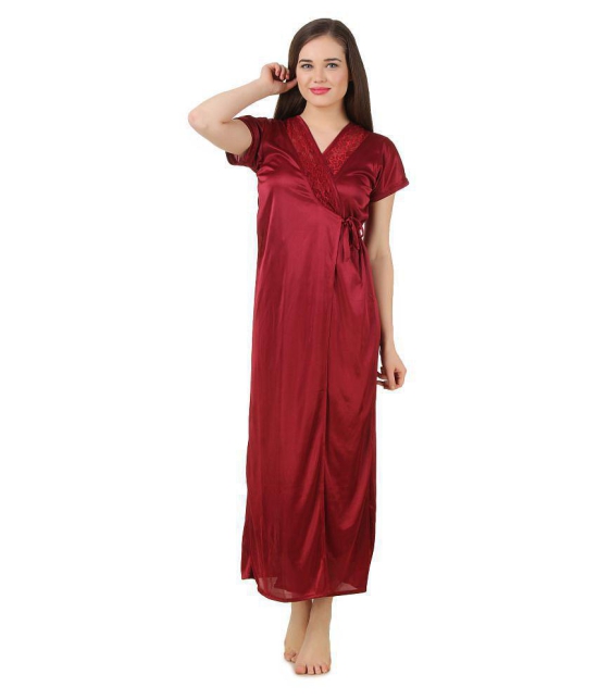 Fasense Satin Robes - Maroon - L