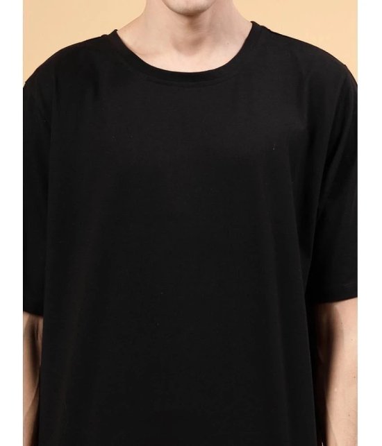 Rigo Cotton Oversized Fit Printed Half Sleeves Mens T-Shirt - Black ( Pack of 1 ) - None