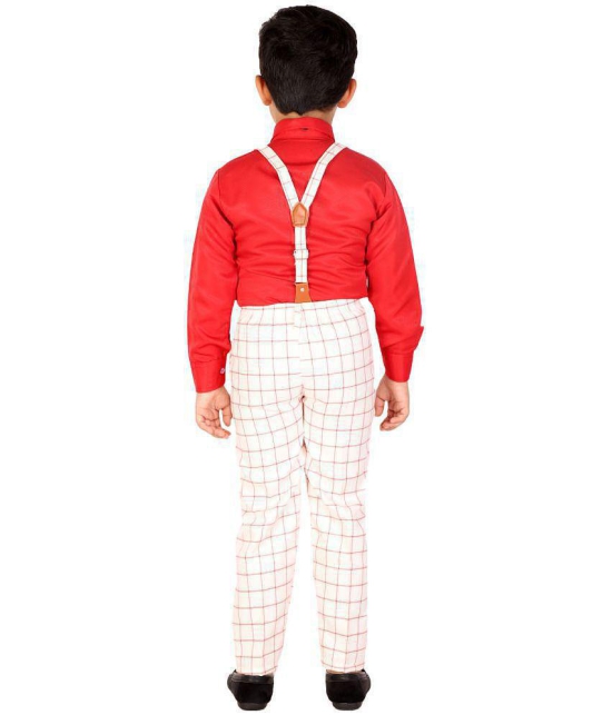 DKGF Fashion - Red Cotton Blend Boys Shirt & Pants ( Pack of 1 ) - None