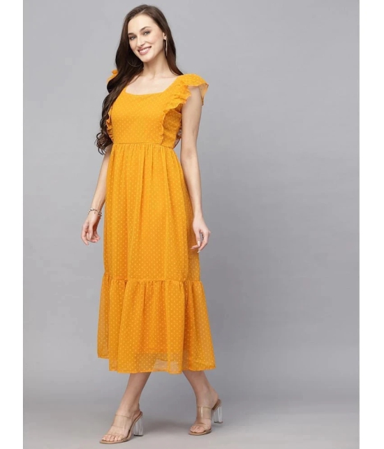 Apnisha - Yellow Georgette Womens Fit & Flare Dress ( Pack of 1 ) - None