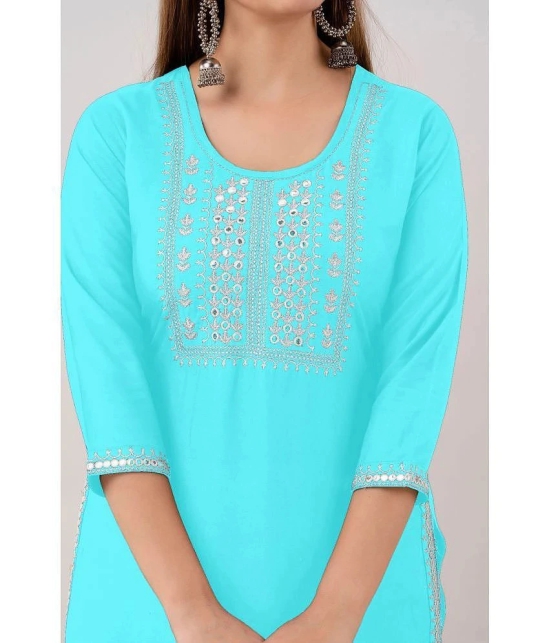 Kapadia - Turquoise Rayon Womens Straight Kurti ( Pack of 1 ) - None