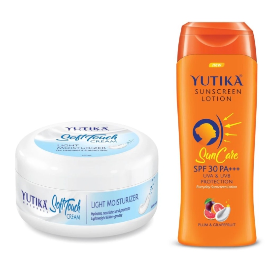 Yuthika Soft Touch Light Moisturizer Cream 300ml and Sunscreen Lotion SPF 30 PA+++ with UVA & UVB Protection - 300ml