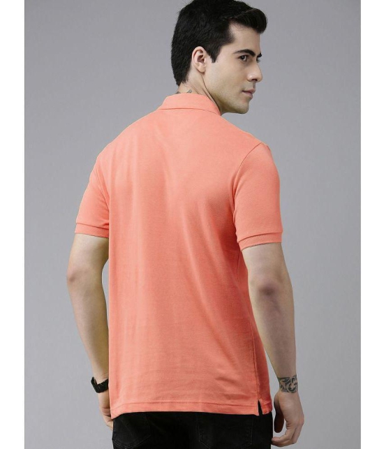 ADORATE Cotton Blend Regular Fit Solid Half Sleeves Mens Polo T Shirt - Coral ( Pack of 1 ) - None