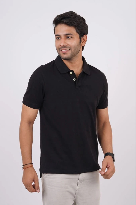 Men's Black Solid Polo T-Shirt