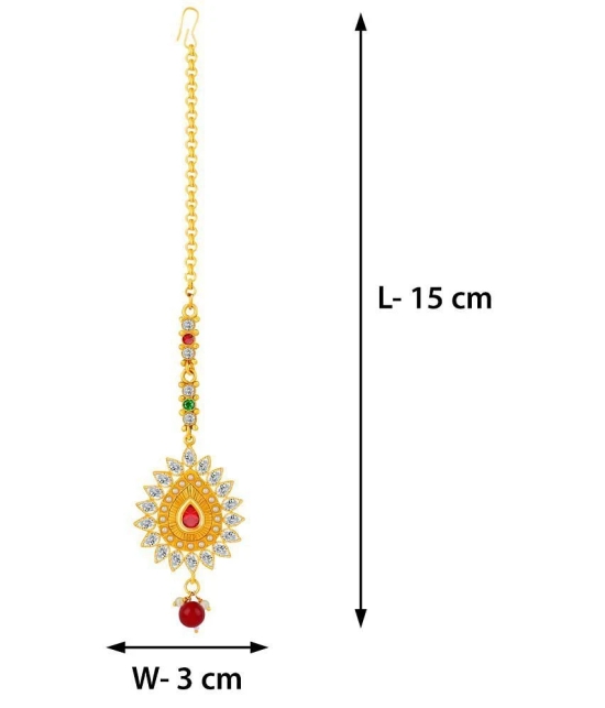 Paola Traditional Gold Plated Kundan Style Maang Tikka Jewellery For Women Girl - Golden