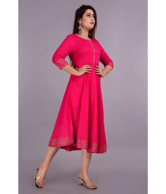 Smien - Pink Rayon Women's Anarkali Kurti ( Pack of 1 ) - None