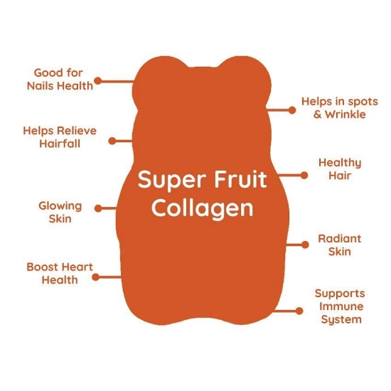 Purna Gummies Superfruits Collagen Mixed Fruit Gummies Adults & Kids, Flowing Hair, Glowing Skin