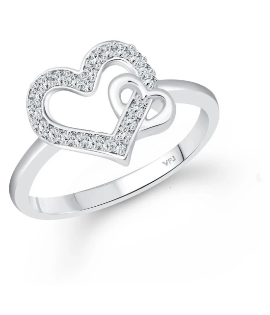 Vighnaharta Incredible Heart Rhodium Plated  CZ Ring  for Women- (  VFJ1598FRR8 ) - None